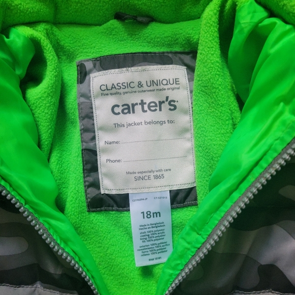 COPY - CARTER'S Camo Puffer Jacket...18 months - Picture 2 of 6